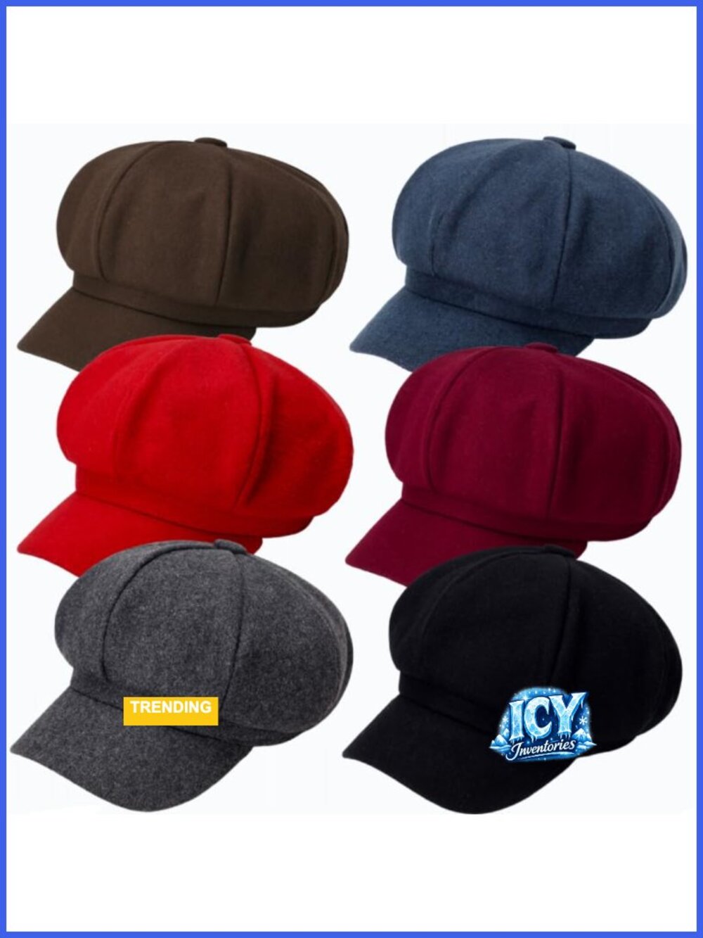 Wool Newsboy Cap Warm Visor Beret Hat Octagonal Cabbie Paperboy
